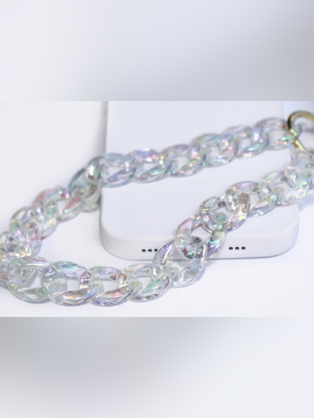 Chain Link Phone Charm / Strap Iridescent HANDMADE
